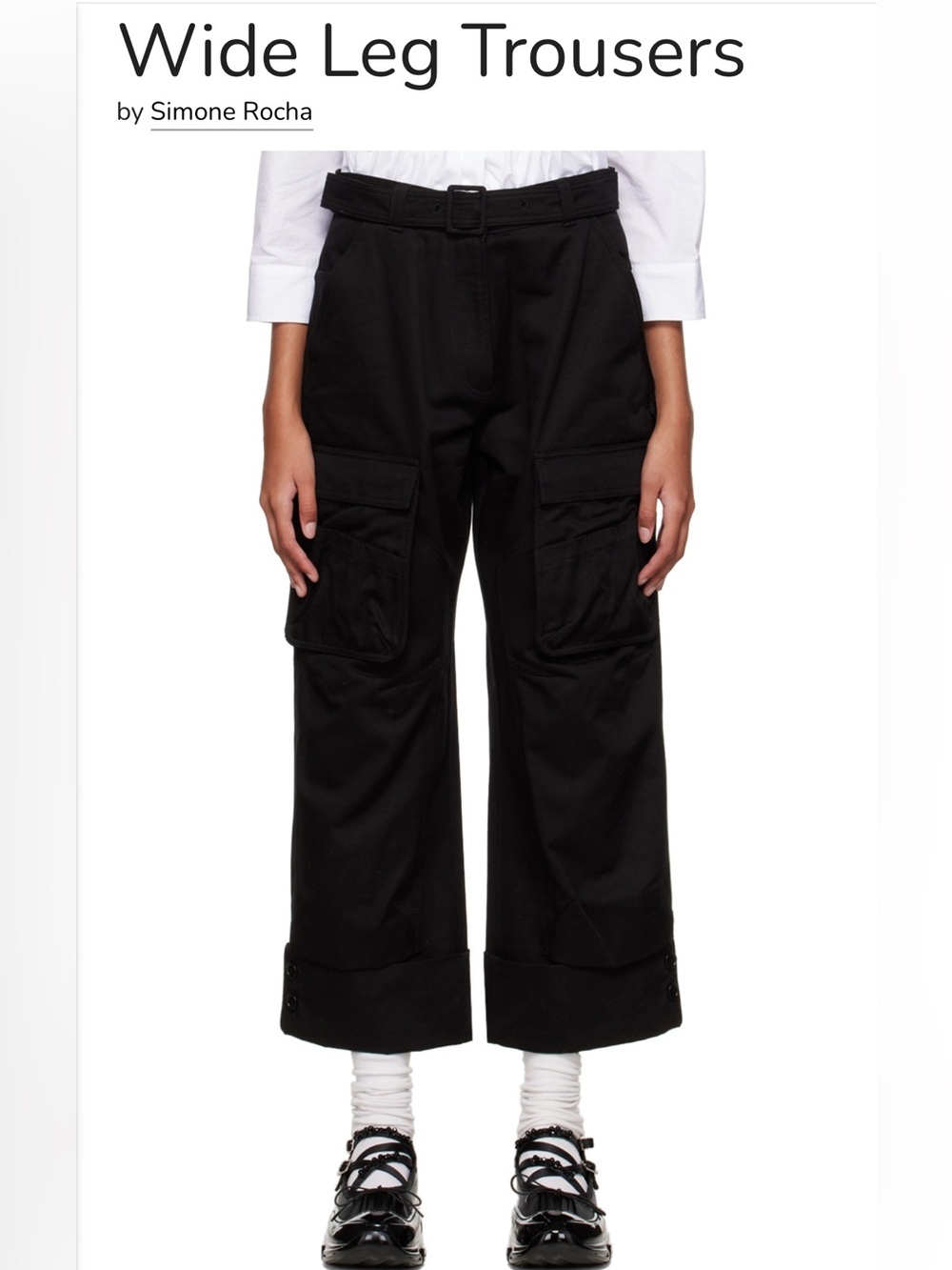 Simone Rocha Black Wide-Leg Cargo Trousers